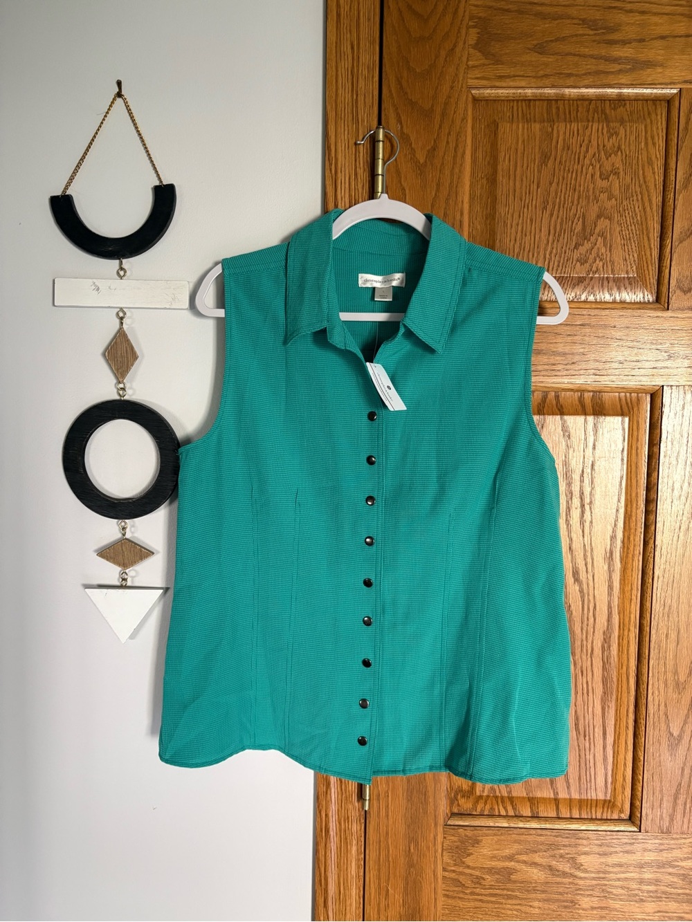 Christopher & Banks Sleeveless Button-Front Blouse in Teal